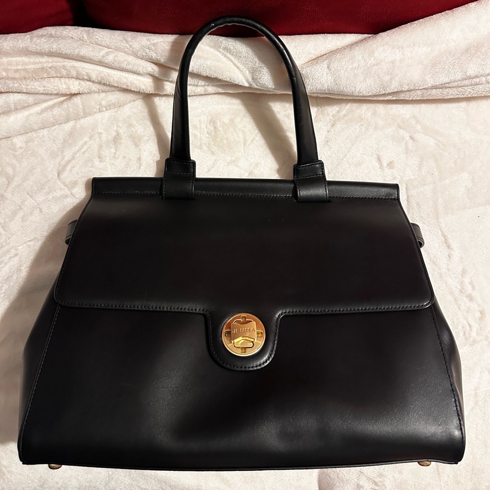 JEMMA 37” Black Leather Handbag
